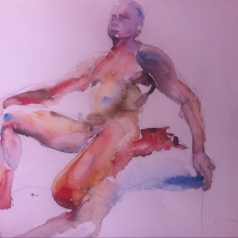 "Male Posing" Watercolor 22x15 $175