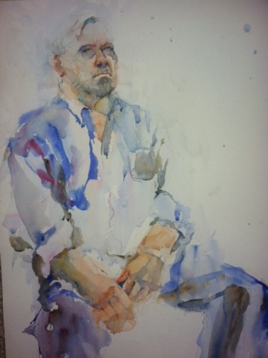 "Man in Repose" Watercolor 22x15" $195